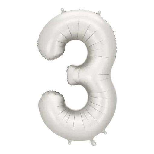 Picture of FOIL BALLOON NUMBER 3 SILVER 34 INCH